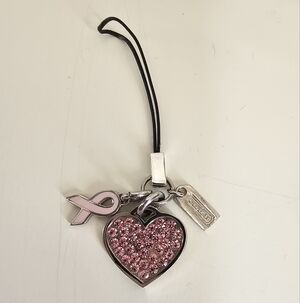 Coach Pink Heart and Ribbon Phone Charm